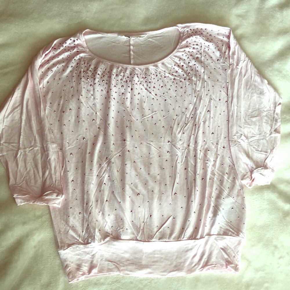 Girls 3/4 sleeve pink tee